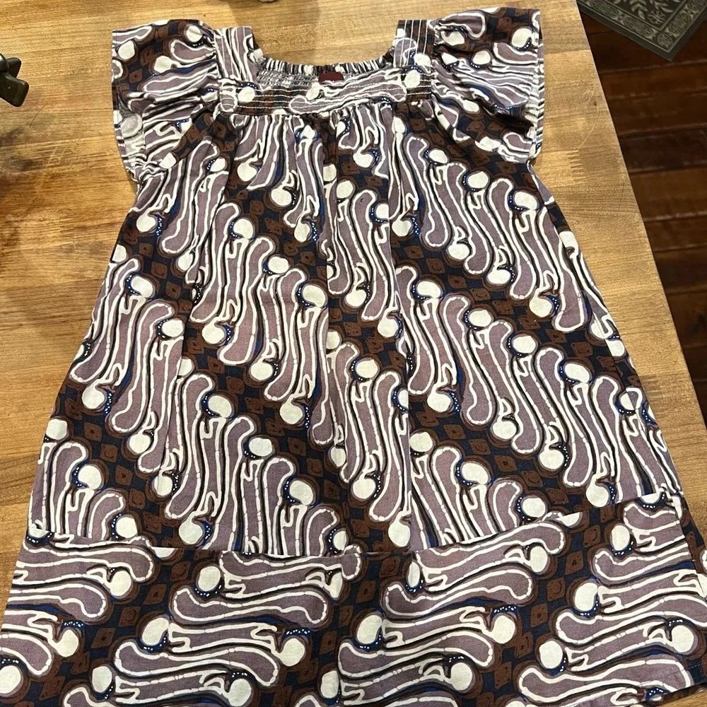 Tea Collection Purple & Brown Shift Dress.